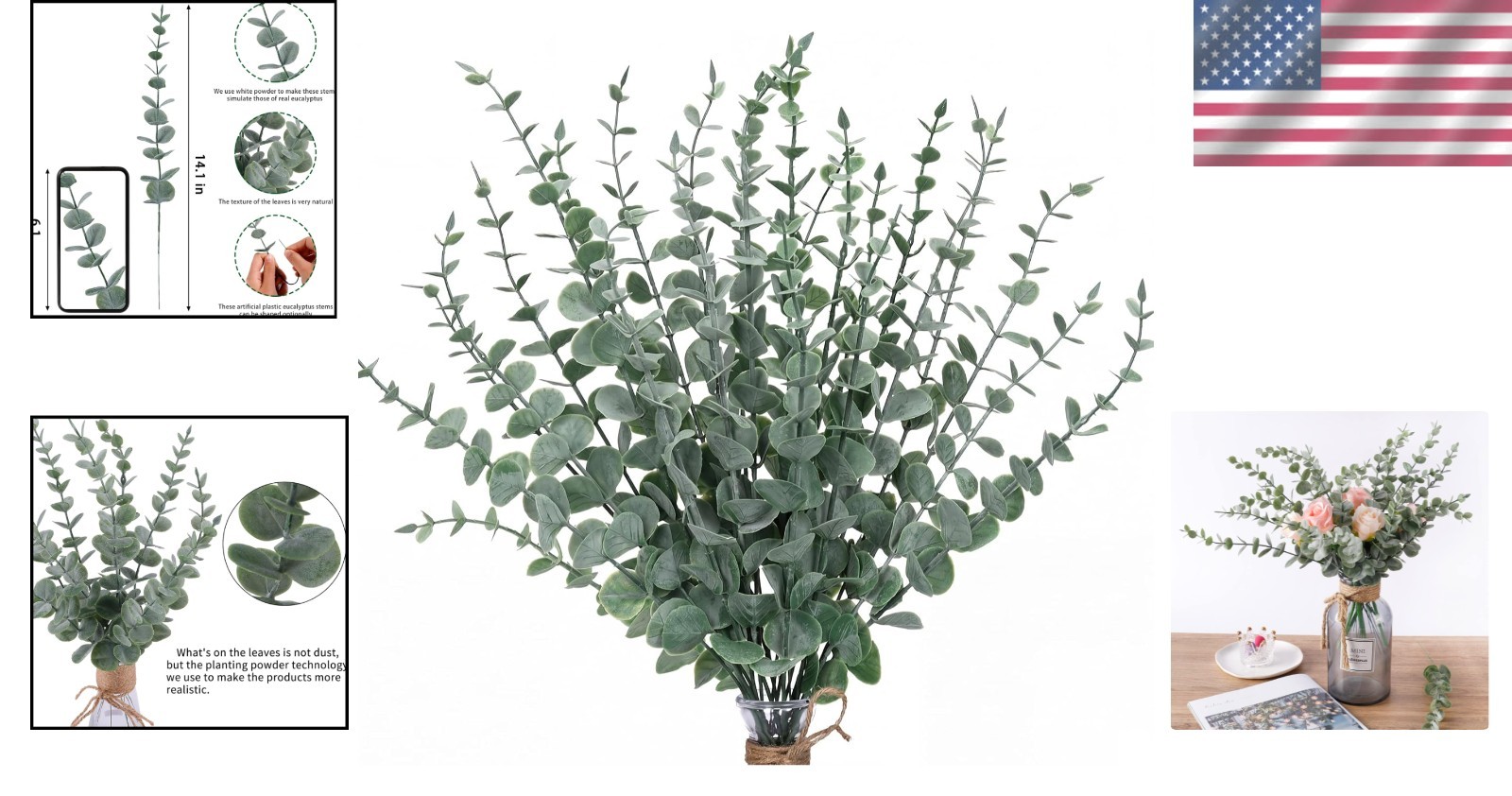 24 Pcs Fake Eucalyptus Stems – Perfect for Wedding Centerpieces & Home Decor