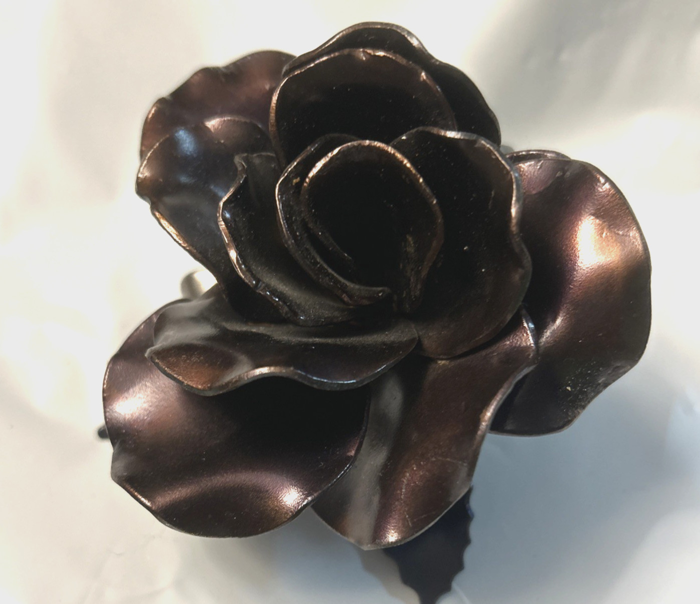 Handmade Steel Copper Tone Rose Raw Metal Flower Industrial Home Decor 4 inch