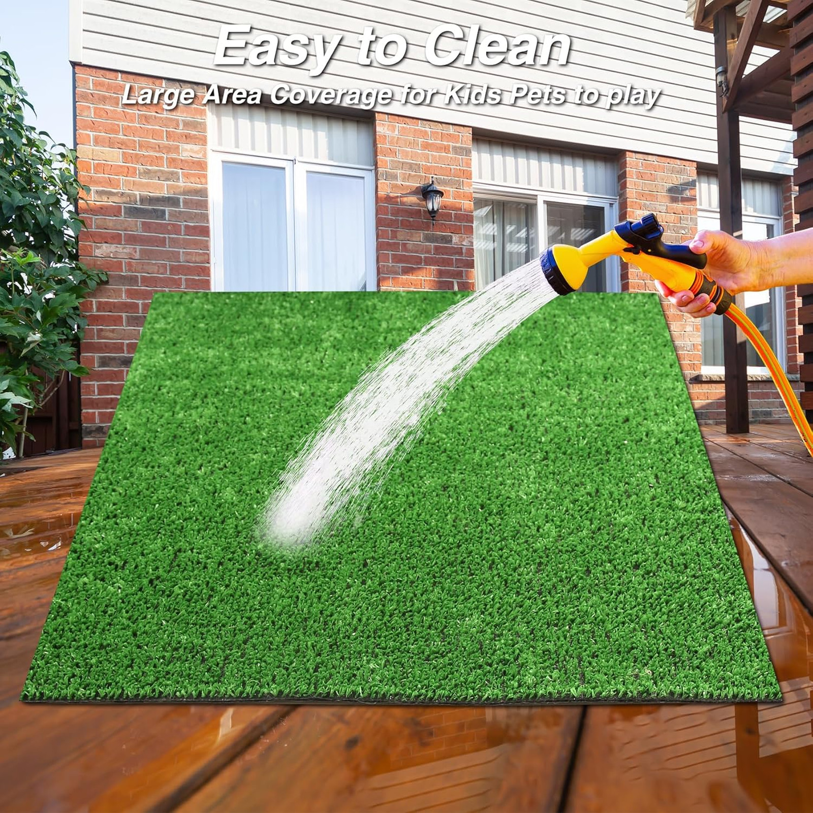 Outdoor Artificial Grass Rug 4FT X 4FT, Green Synthetic Turf Floor Mat for