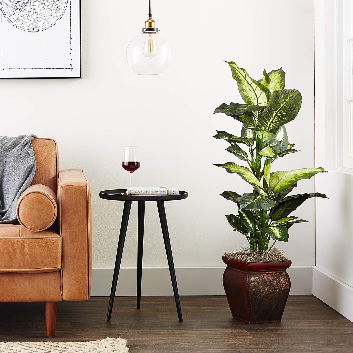 Artificial Dieffenbachia, Floor Plant Faux Greenery With Decorative Planter For