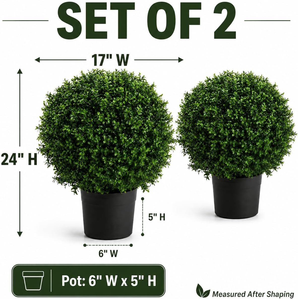 Artificial Boxwood Topiary Trees 24″ Tall Real Touch
