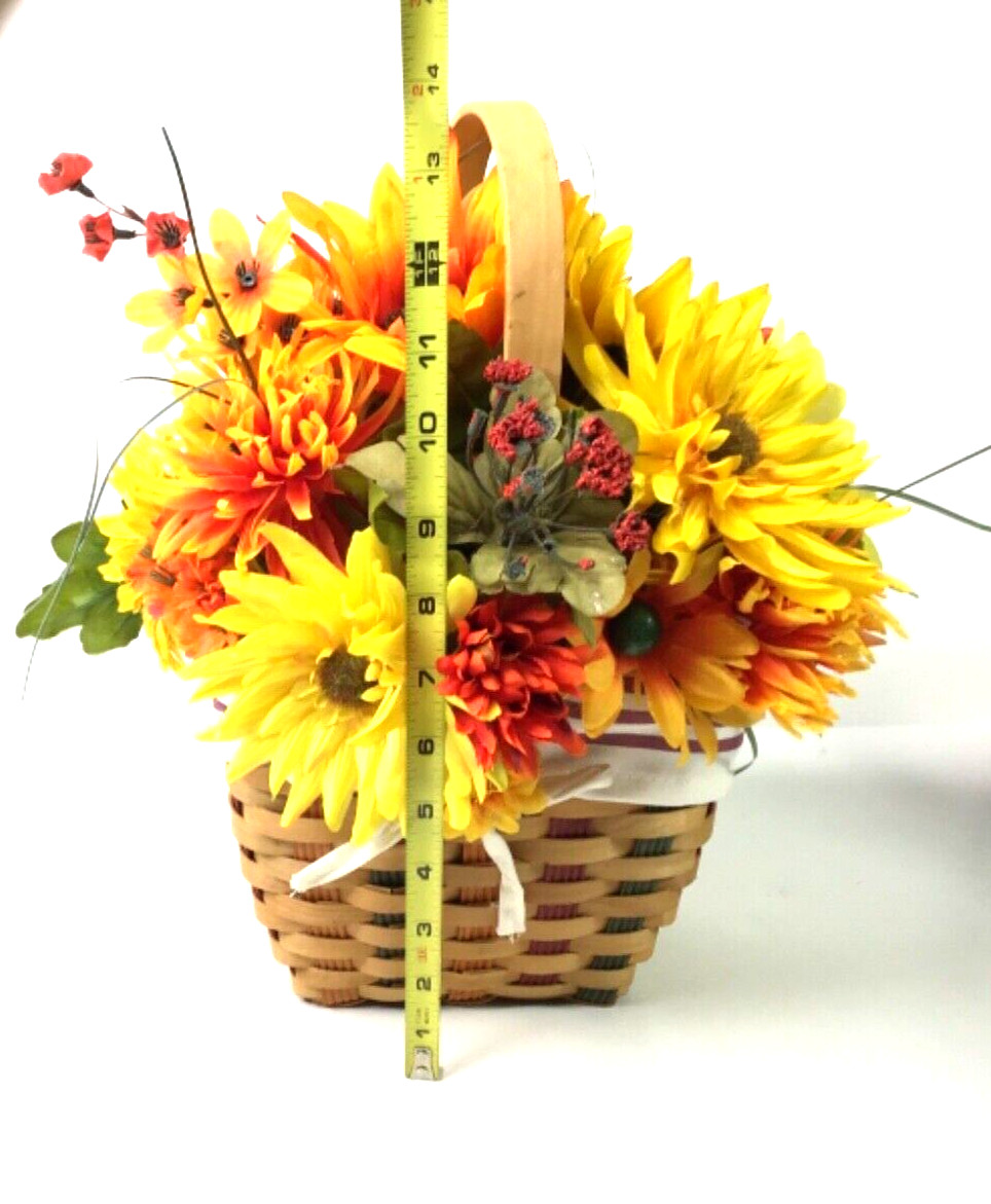 Handmade Fall Flower Basket Arrangement Shades of Orange Yellow Brown Green