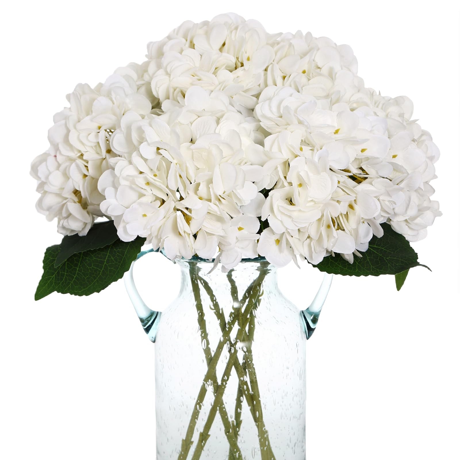 6pcs White Hydrangea Artificial Flowers Silk Fake Hydrangeas Faux Hydrangea F…