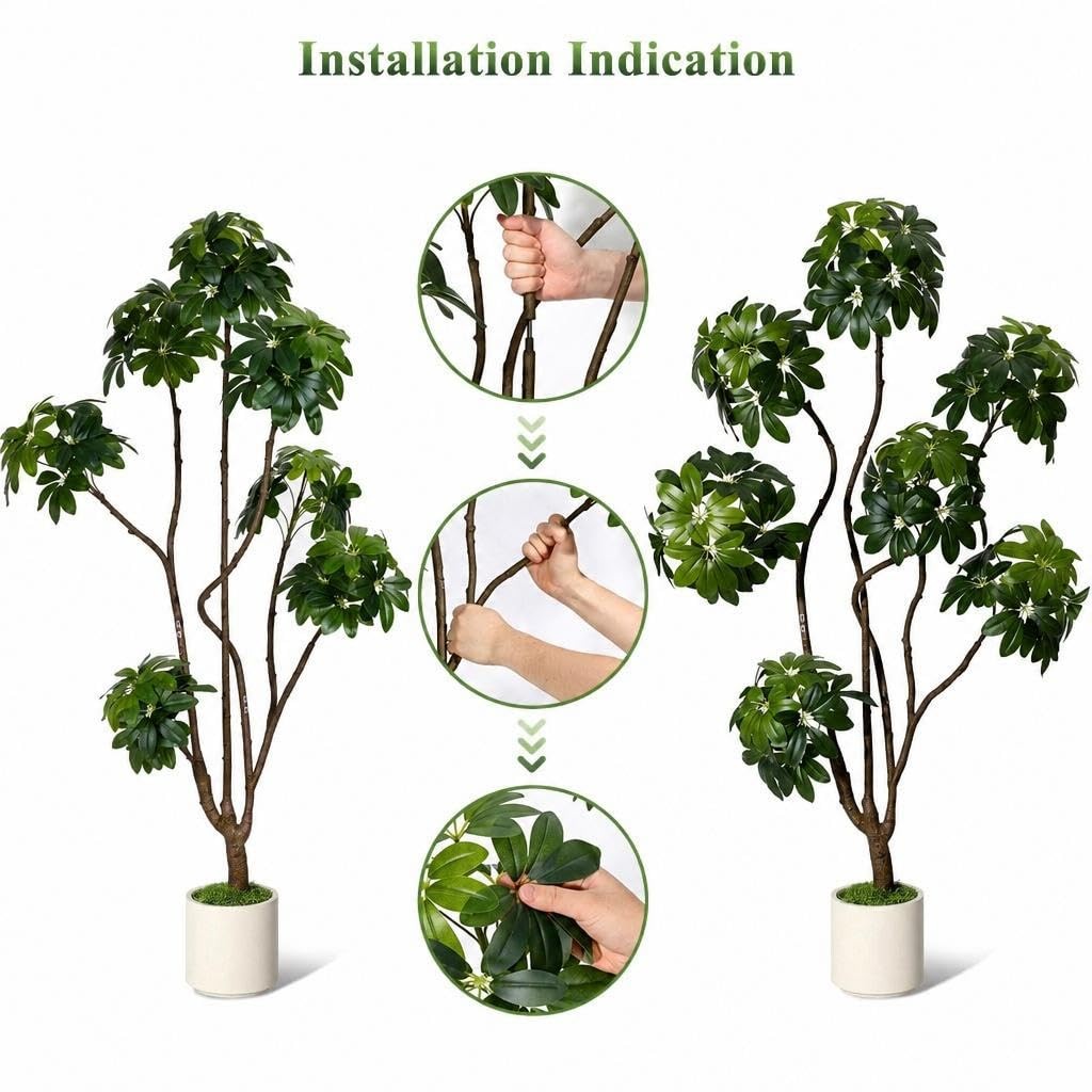 Faux Black Olive Tree 5ft, Faux Floor Plant with White Planter Pot, Multiple …
