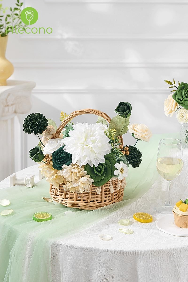 Artificial Flowers Silk Fake Green Flowers Combo Box for DIY Cake Wedding
