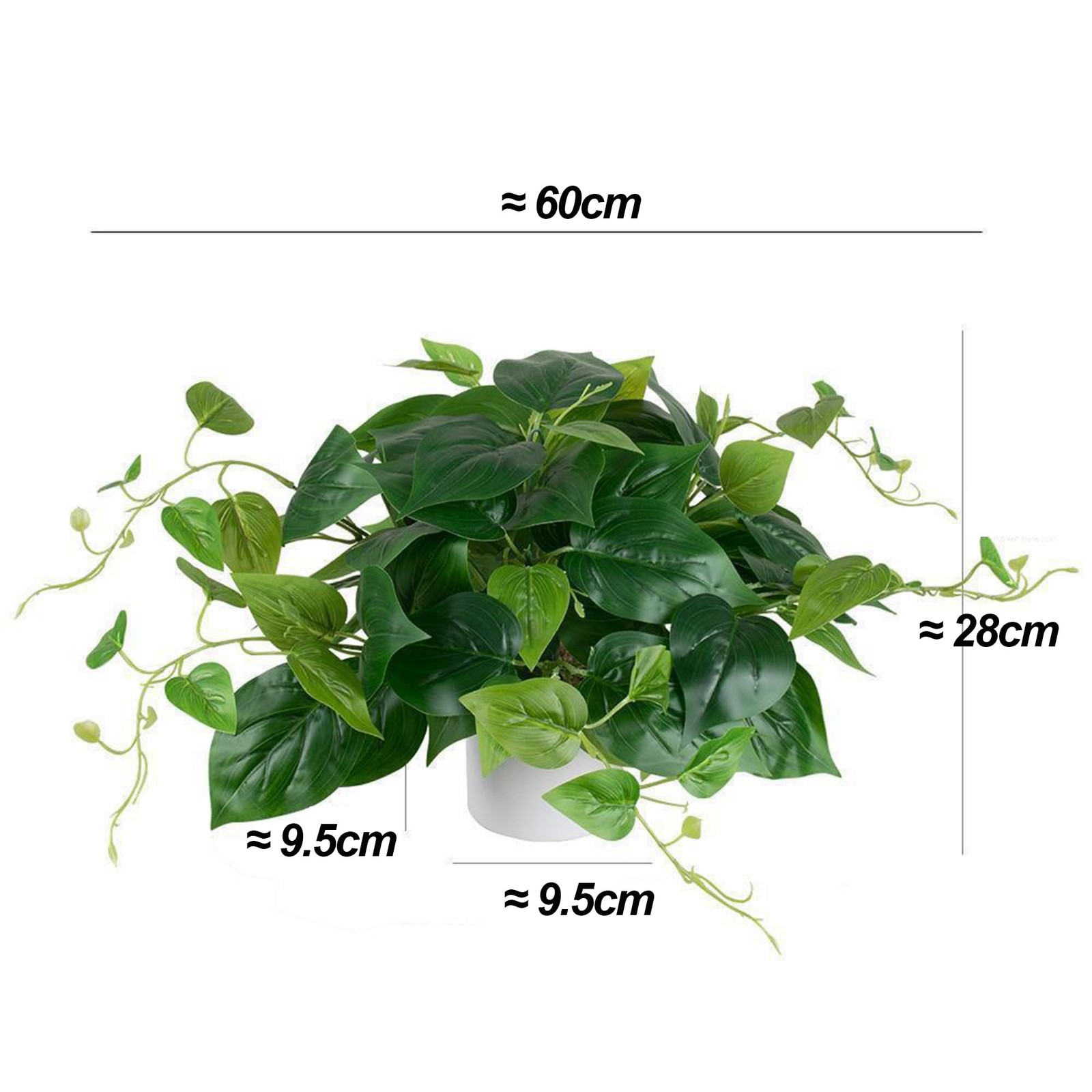 Artificial Pothos Plant with Plastic Pot – Fake Indoor Faux Plant for TV Stan…