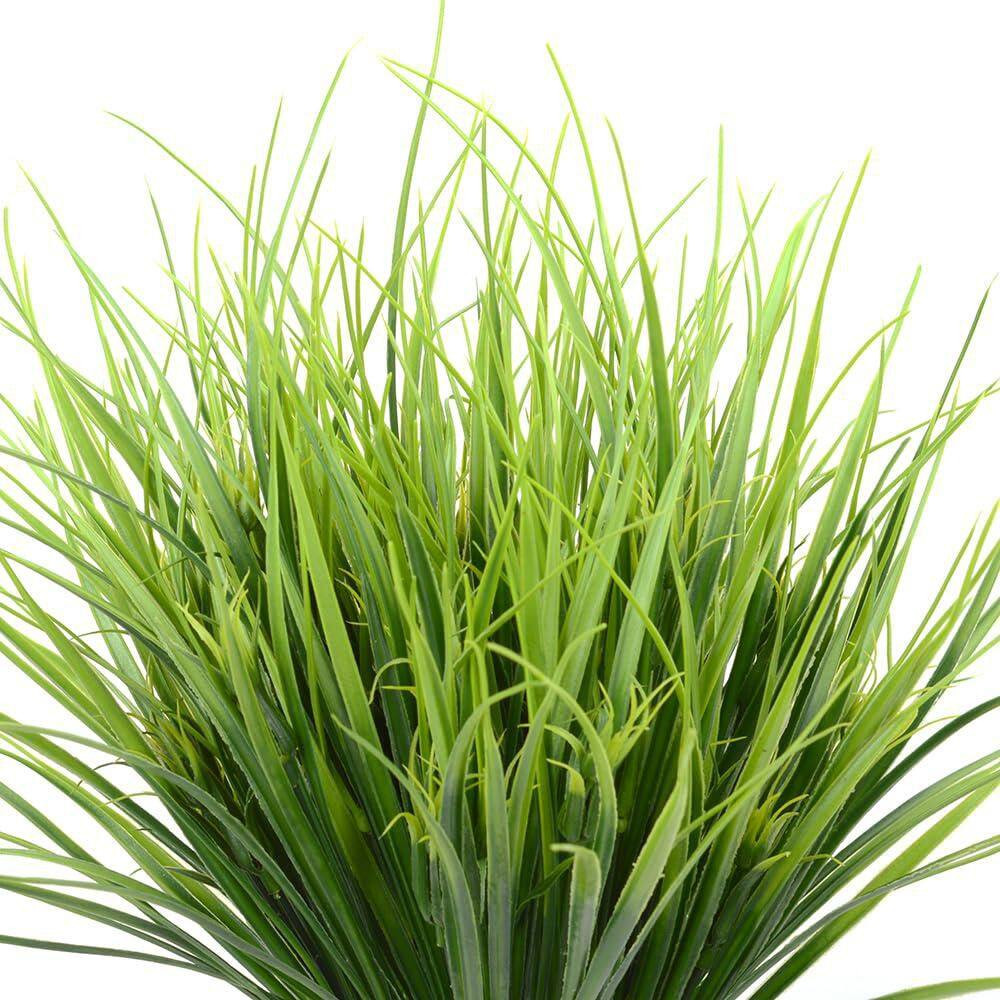 17 In. Green Artificial Plant Wheat Grass Type UV Resistant Plastic Outdoor Shru