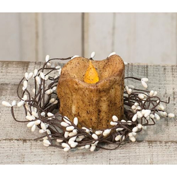 Pip Berry Candle Ring / Wreath – Ivory, Brown Stem 3.5″ Inner Diameter