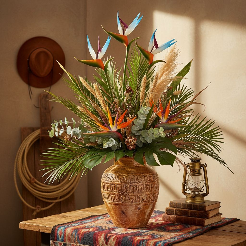 Bird of Paradise Stems Set of 3 Artificial Tropical Flowers 24 Inch Faux Floral