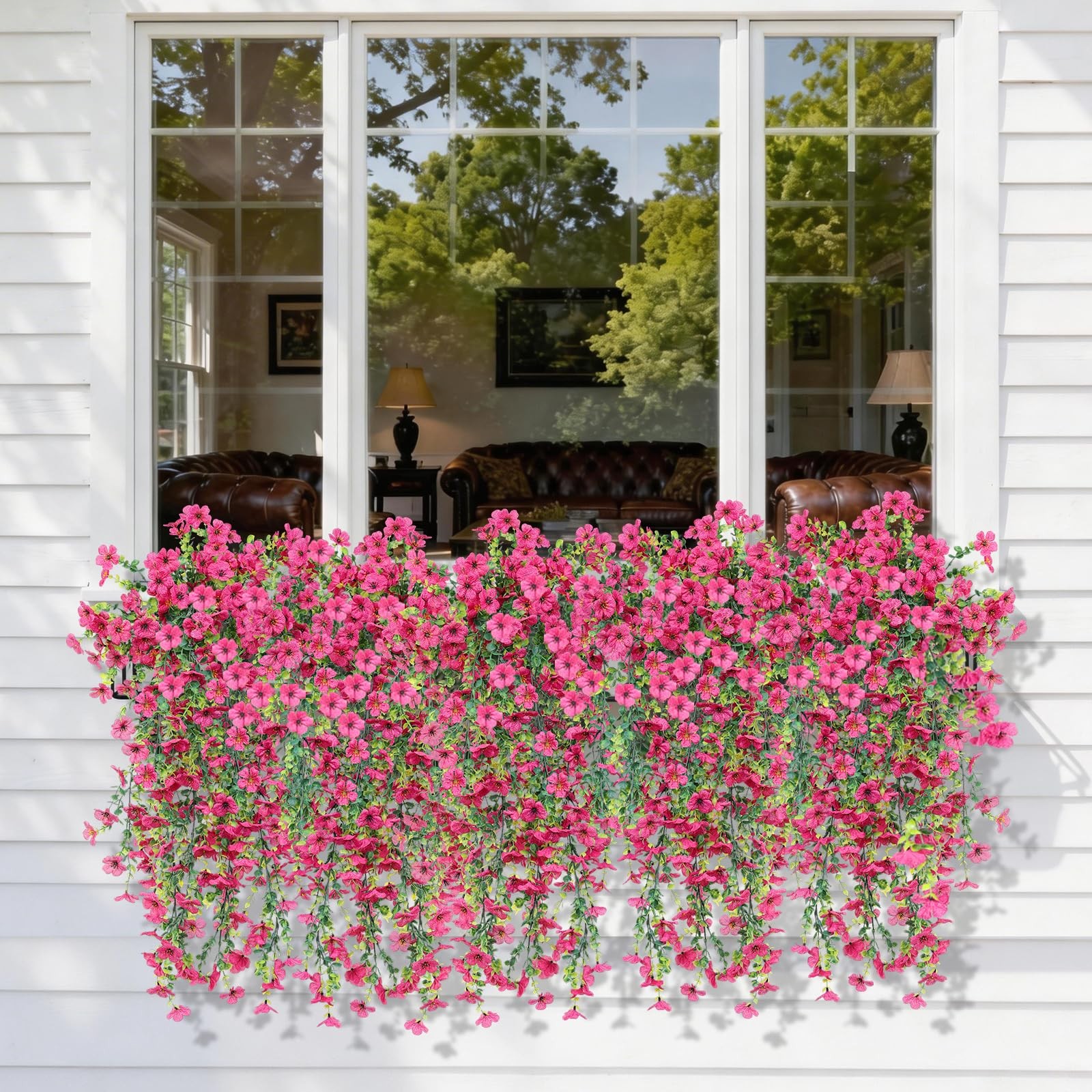 Artificial Hanging Flowers for Outdoors Faux Plants Spring Porch Decor, 2 Pcs…