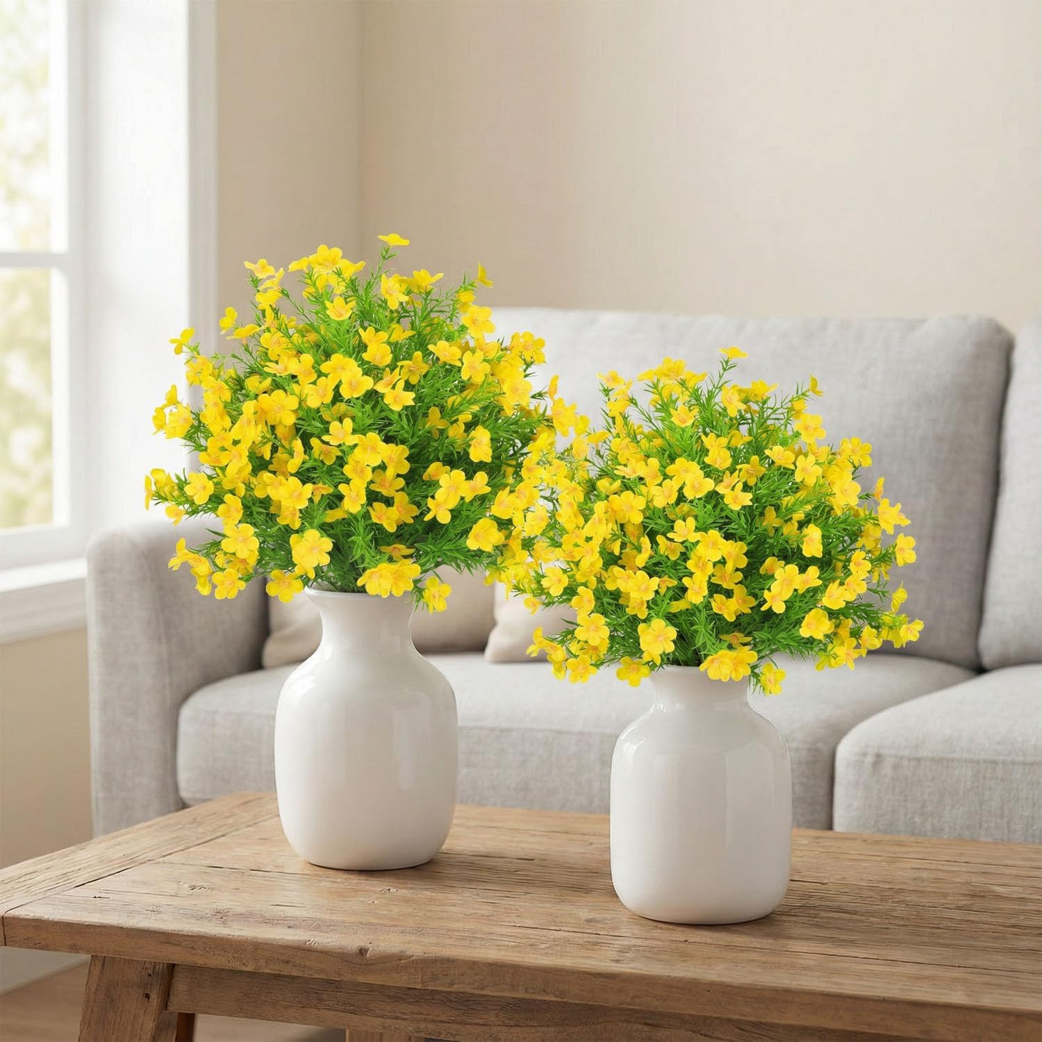 Set of 2 UV Resistant 22.5″ Yellow Boxwood Topiary Ball Trees for Indoor/Outdoor