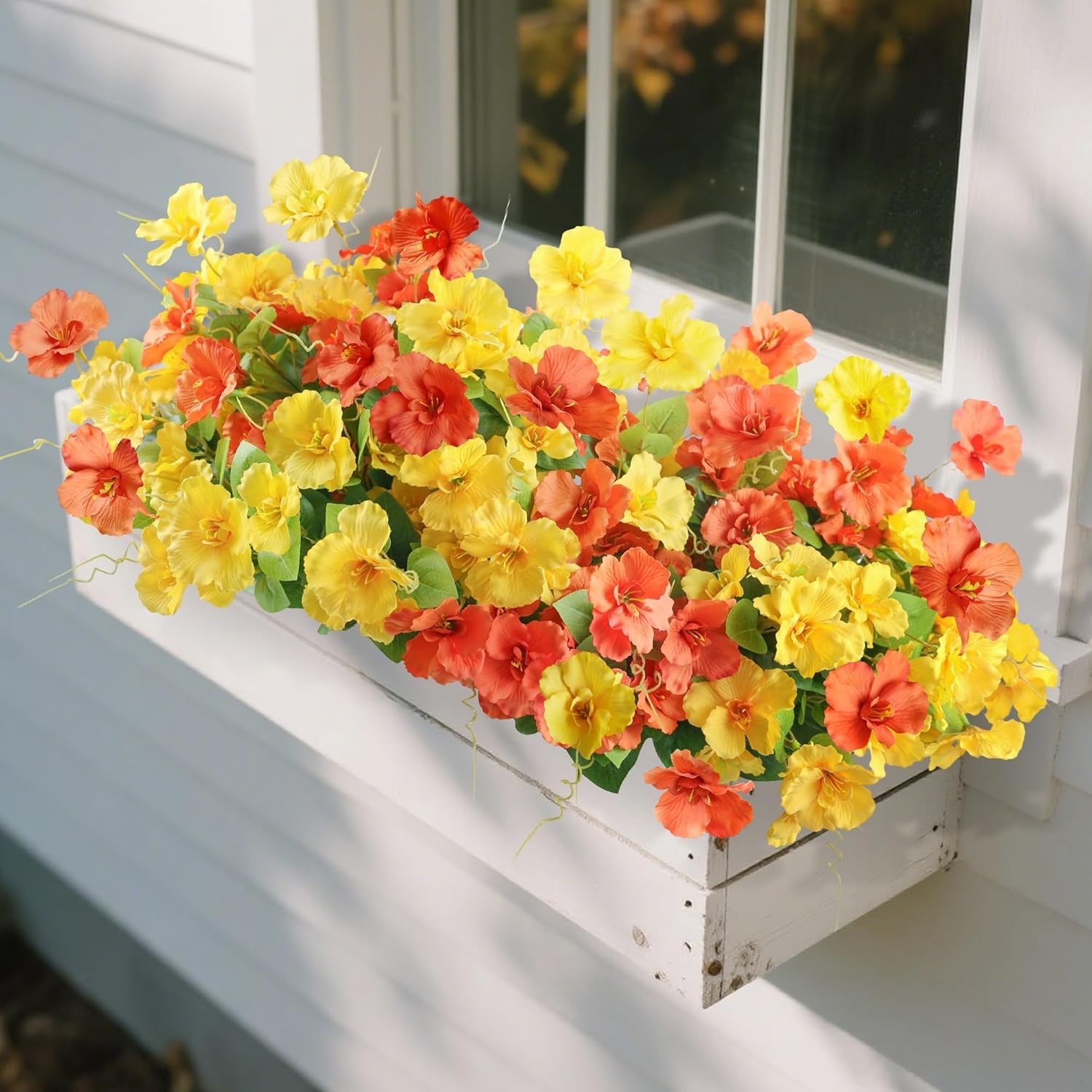 Fake Hibiscus Artificial Flowers, Outdoor, 6 Bundles, UV Resistant