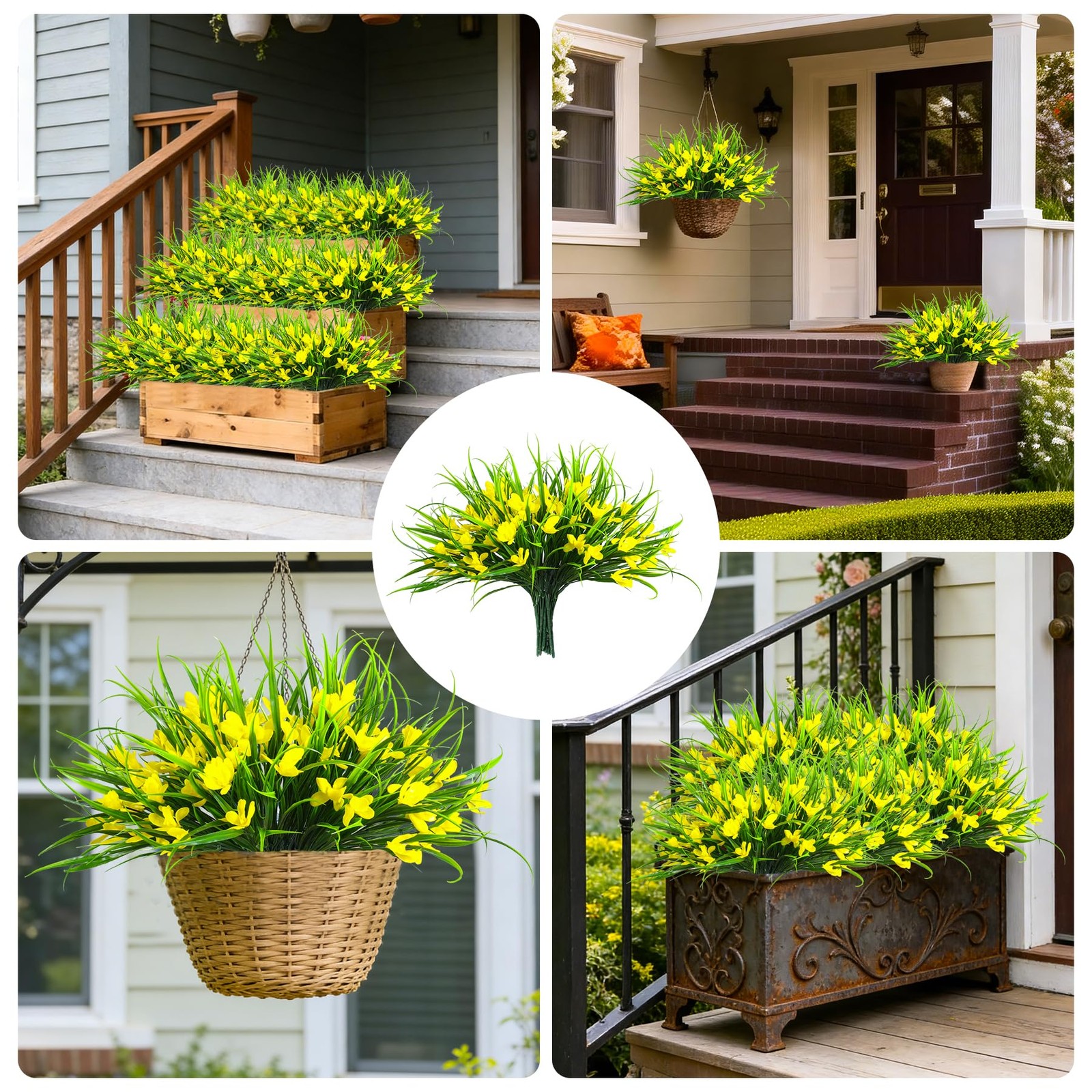 16 Bundles Artificial Plants Flowers for Outdoor Fake Monkey Grass with Outside
