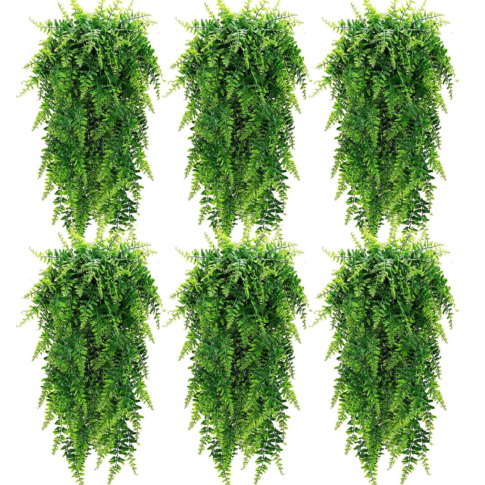 6 Pcs Artificial Hanging Plants 32 in Fake Plant Fake Boston Ferns Plastic Fa…