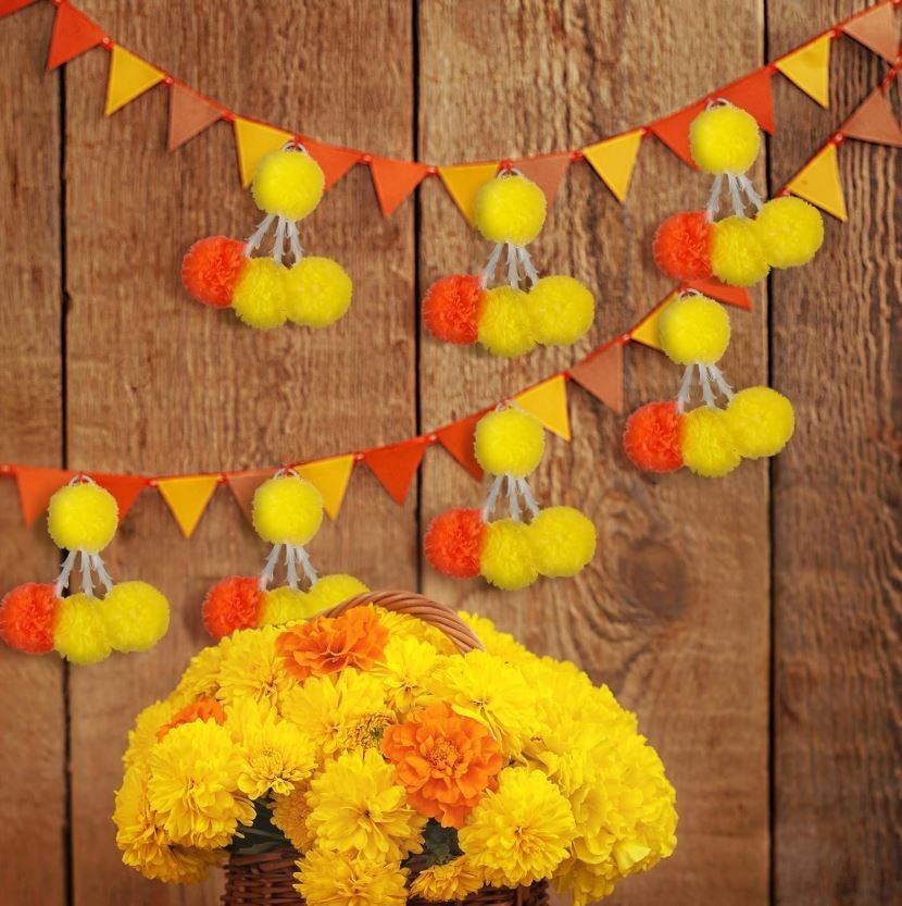 15 Pack Marigold Tuberose Tassels Artificial Flowers for Diwali Indian Wedding