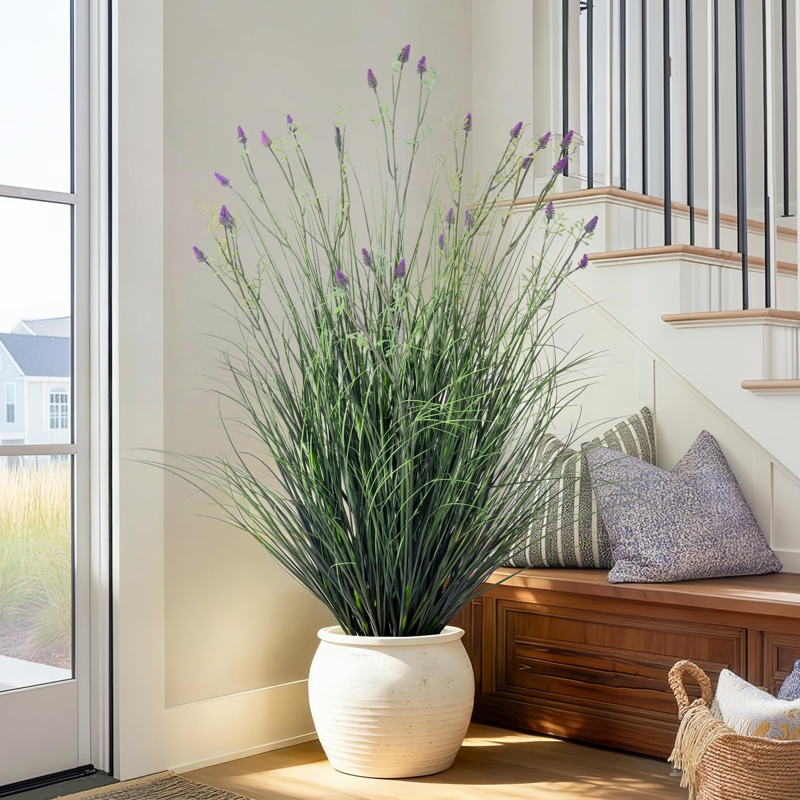 Lifelike Fake Lavender Faux Plastic plantas Synthetic Pampas Grass Indoor Out…