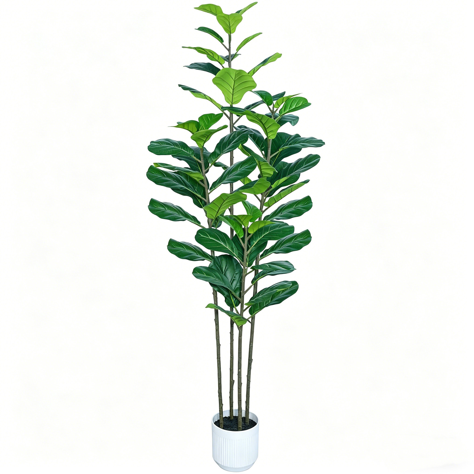 6Ft Fake Ficus Tree with White Pot Moss Lifelike Foliage For Indoor Outdoor NEW