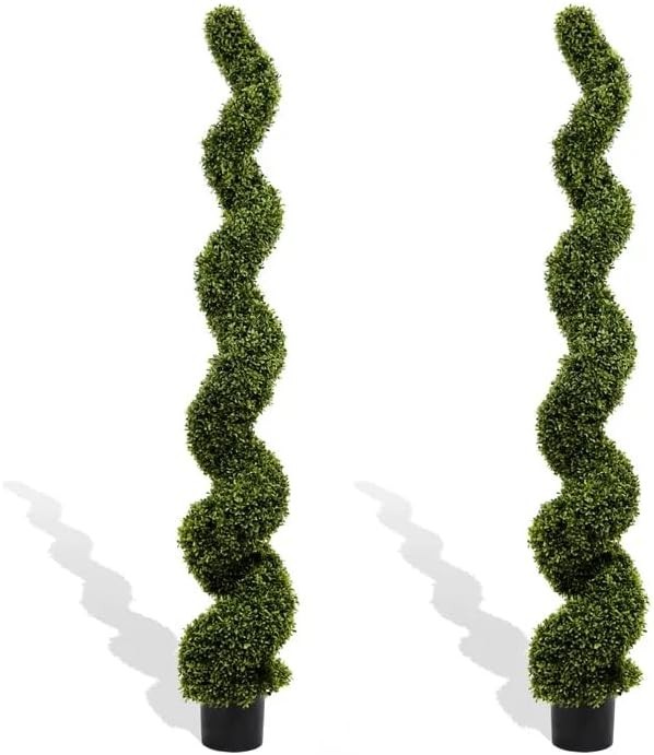 3ft Spiral Artificial Topiary Trees Set of 2 36 inch Faux Cedar Trees Outdoor