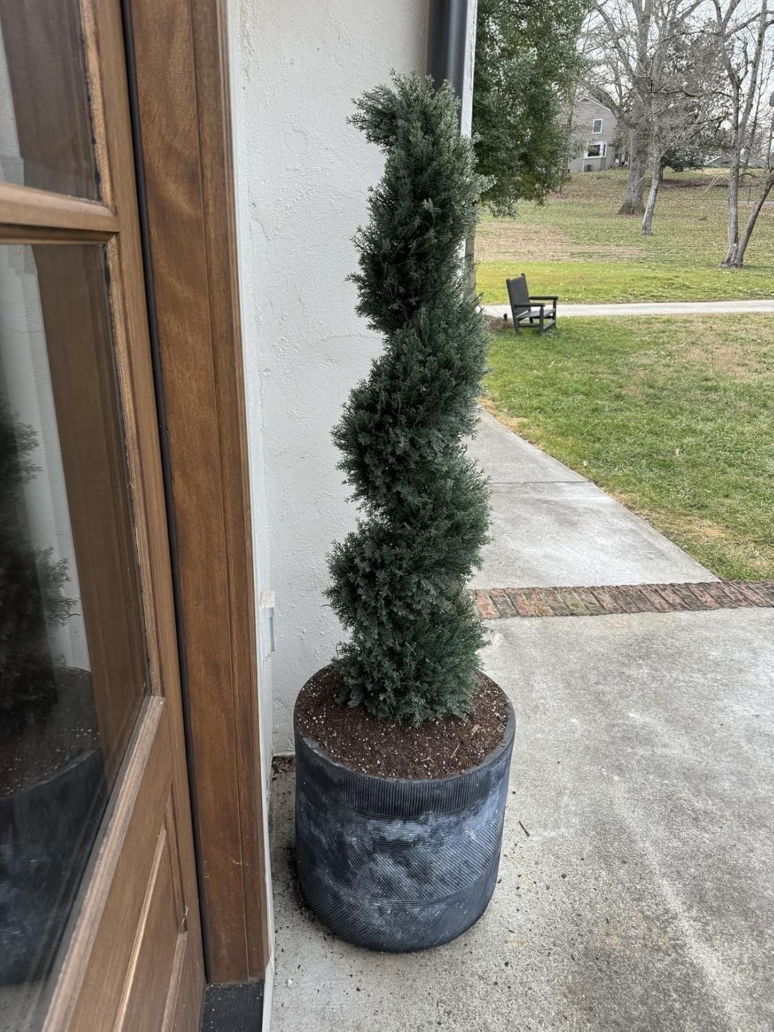 4ft Tall Spiral Artificial Topiary Trees Set of 2 48 inch Large Faux Cedar Trees