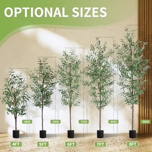 Artificial Olive Tree, 6FT Tall Faux Olive Trees 72in Outdoor Fake 6ft 1pack