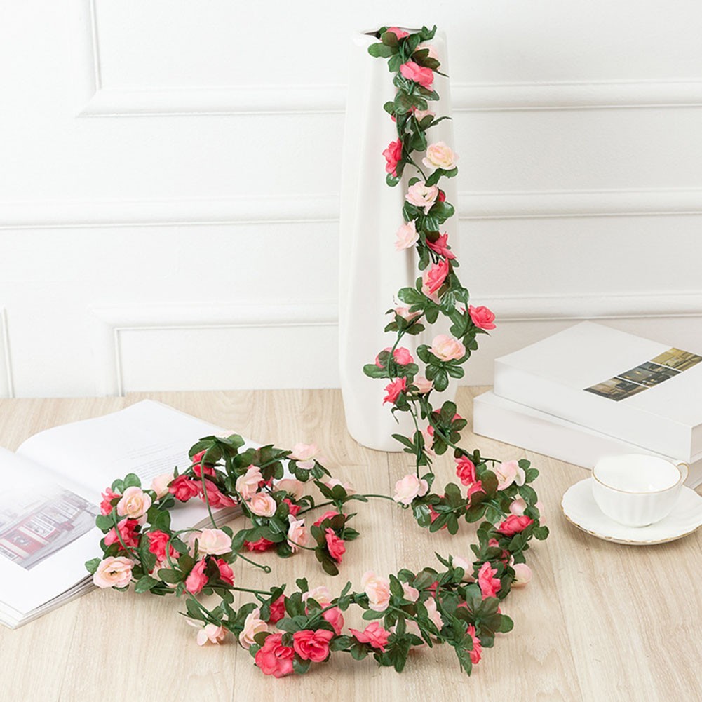 Artificial Vine Decoration for Events with Green Leaves and Roses
