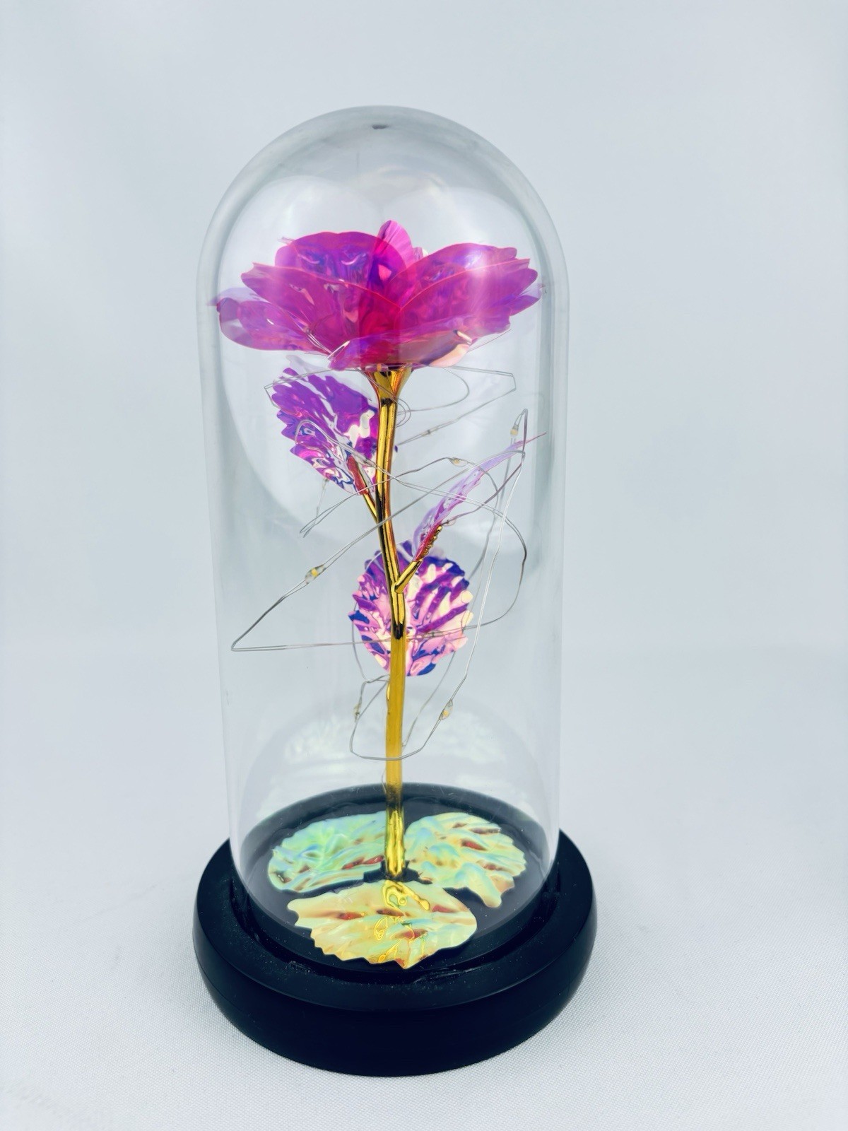 Enchanted Forever Rose Flower In Dome Glass LED Night Light Anniversaries Gift