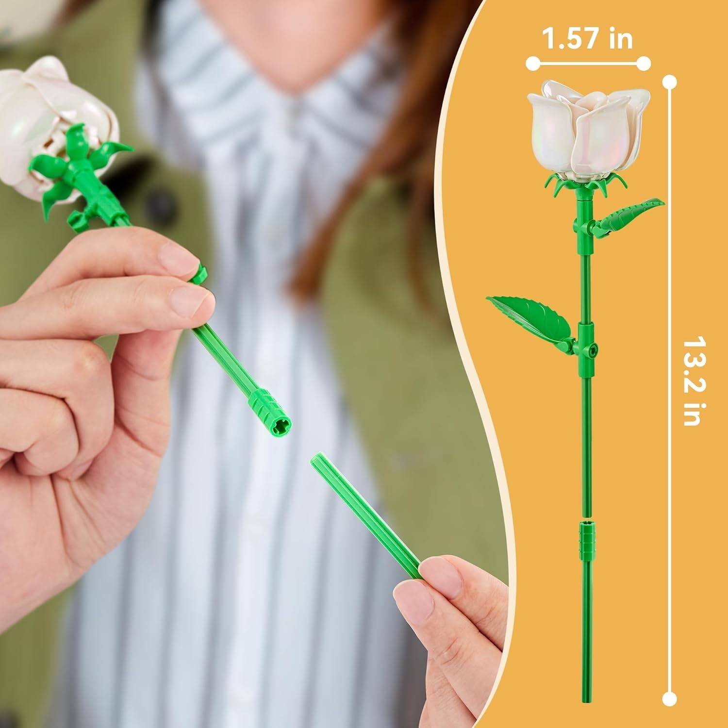 Versatile 174-Piece Rose Building Set with Adjustable Stems – Creativity Awaits!