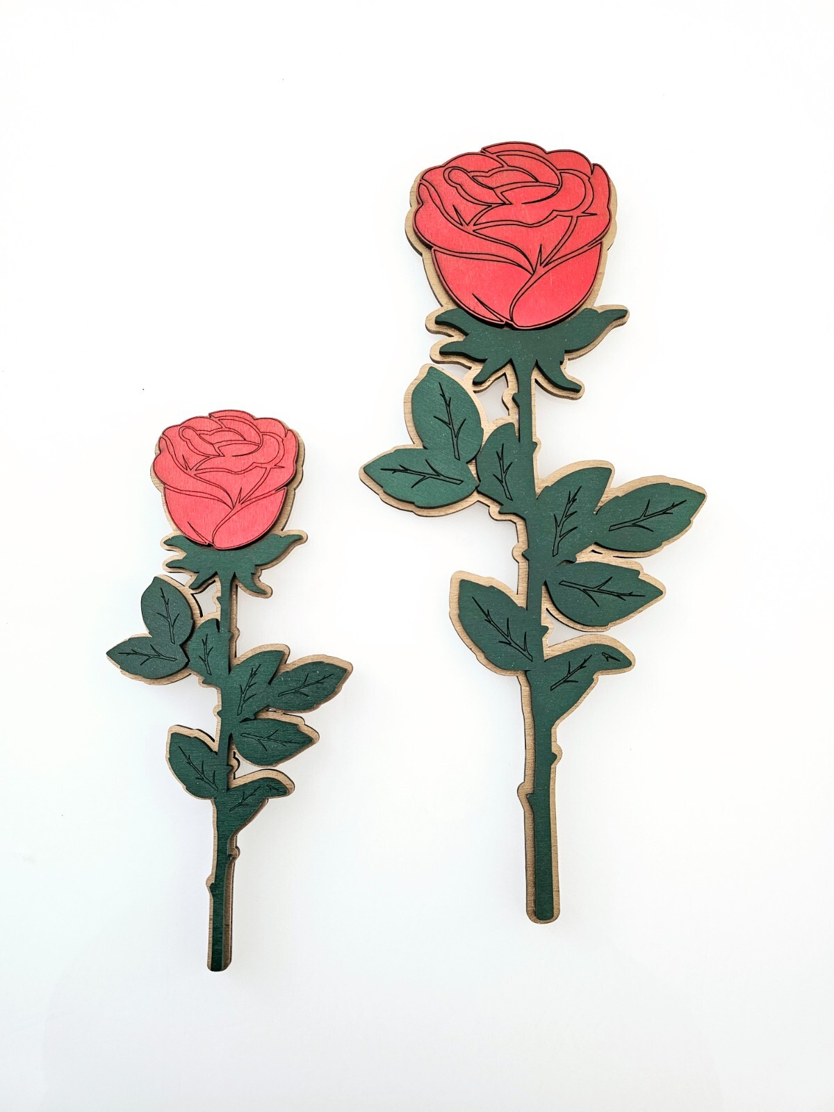 Oversized Wooden Rose – Personalized Large Decorative Red Rose with Gold Base