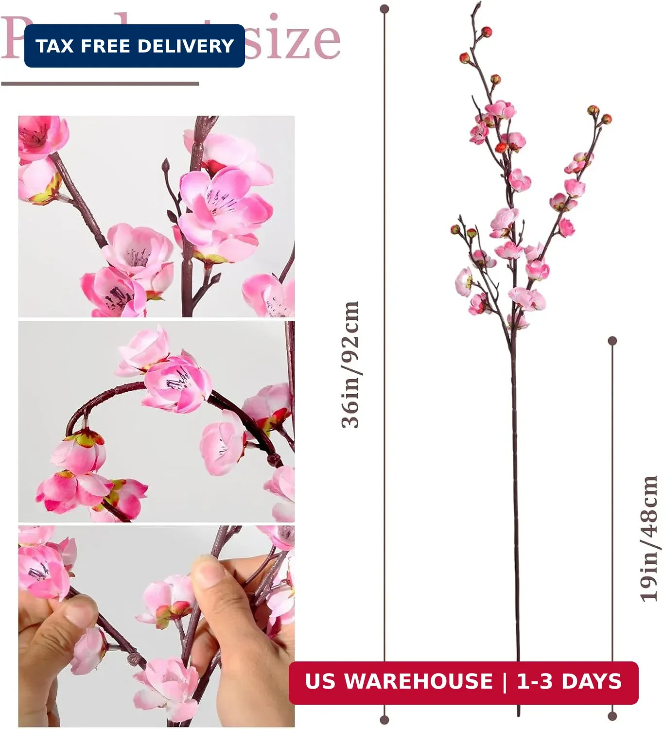 8pcs Pink Cherry Blossom Branches 36in Cherry Blossom Decor (pink, 36in) | artif