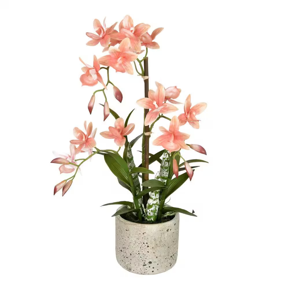 19 In. Pink Artificial Cyc Noches Orchid Flower in Pot