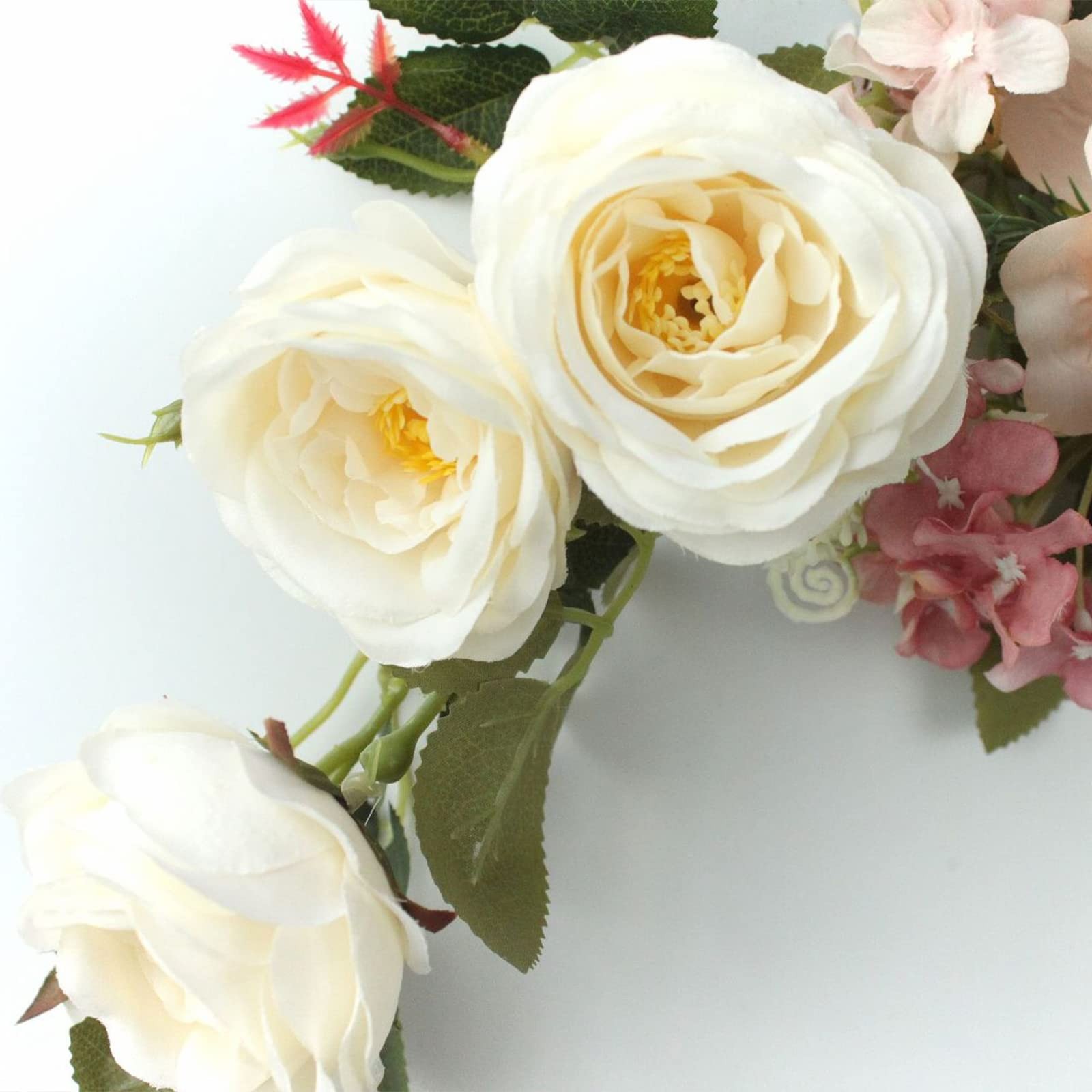 2Pcs Artificial Peony Flower Swag 16in Decorative Swag with Eucalyptus Leaves…