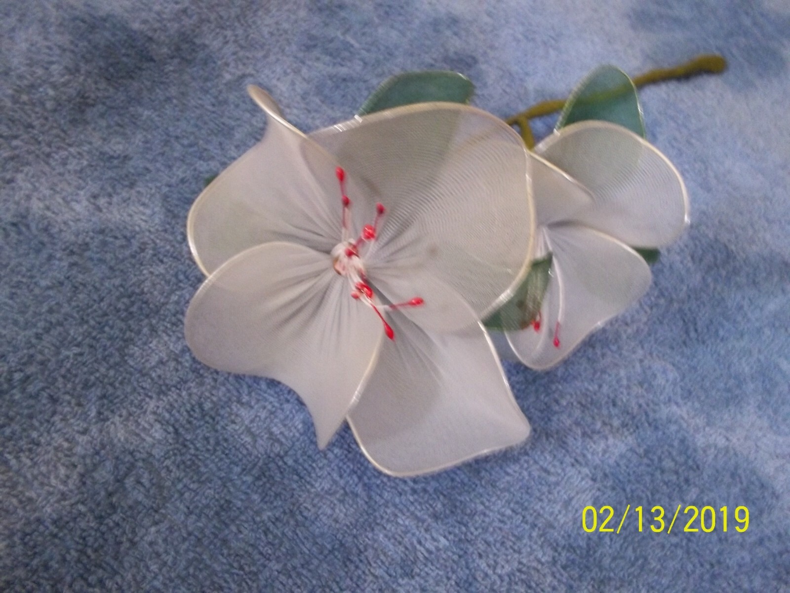 Hand Made Stocking Fabric & Wire Flower Home Decor