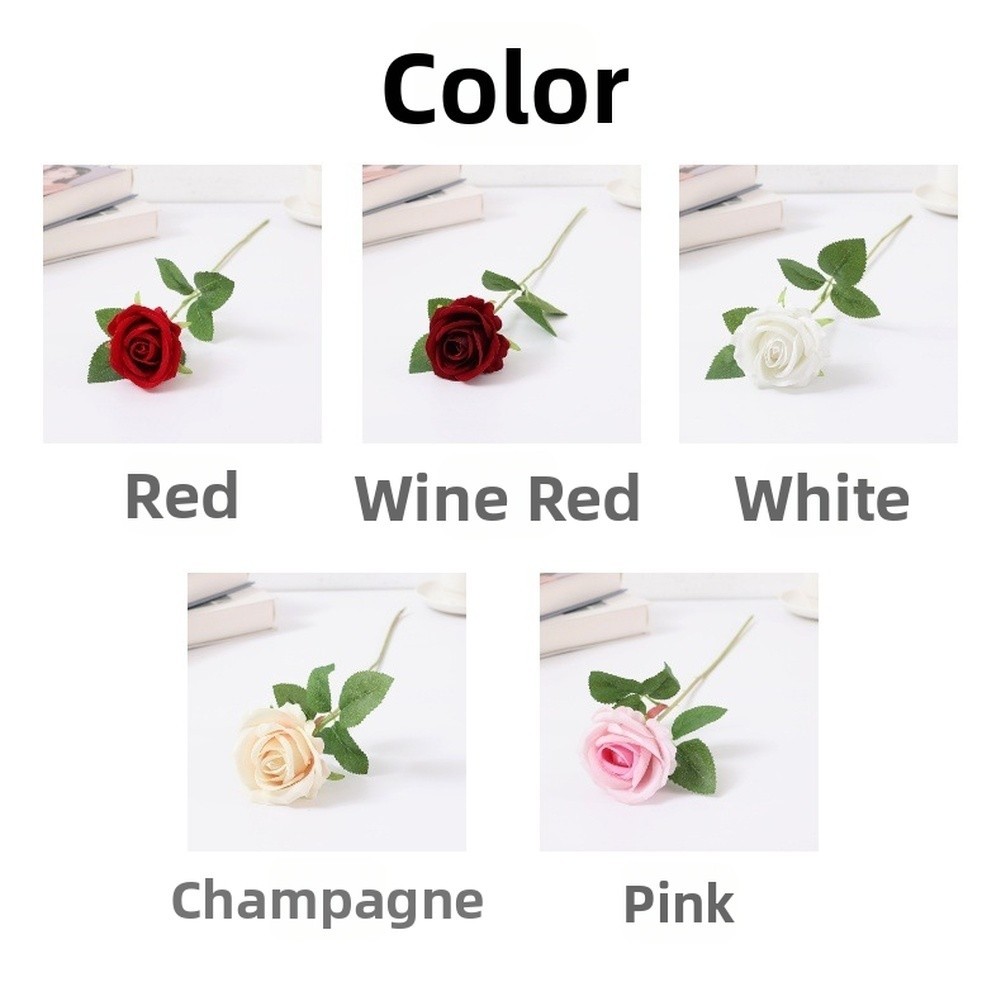 39cm Flannel Rose Bouquet Silk Artificial Flower for Home Office Decor