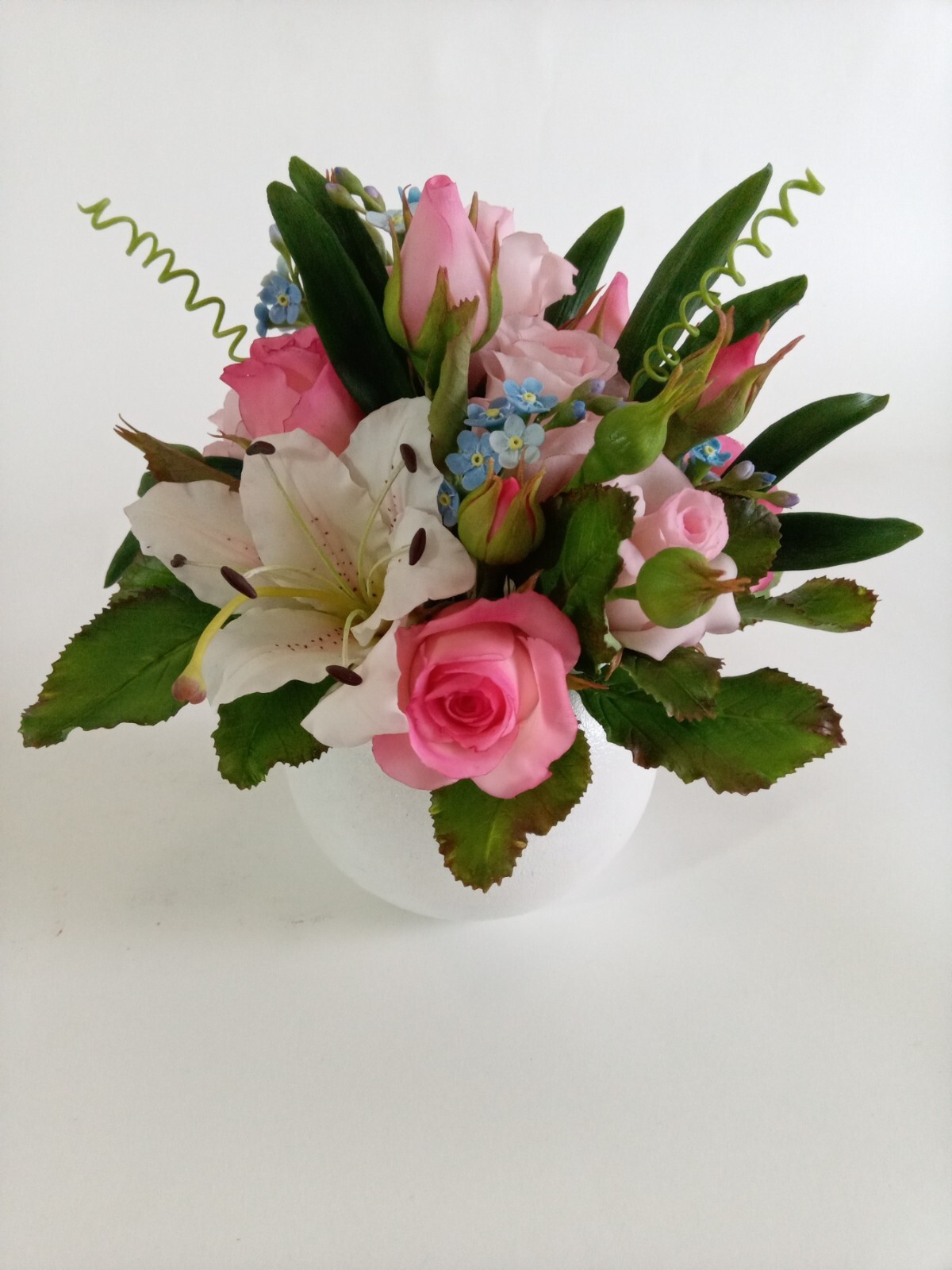 Artificial Lifelike Flower Bouquet Mix Handmade Cold Porcelain