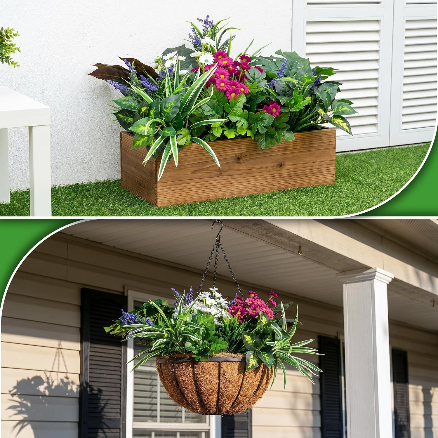 19PCS UV Resistant Artificial Plants for Outdoor Garden & Patio Decor