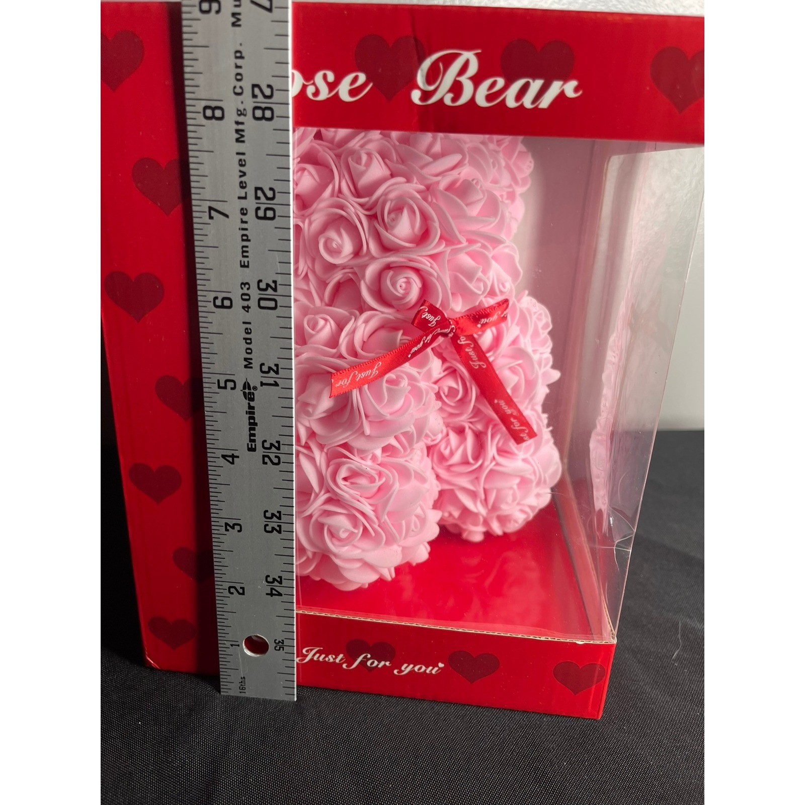 Pink Rose Bear Artificial Flower Teddy Bear in Gift Box 55775 Major Trading Inc