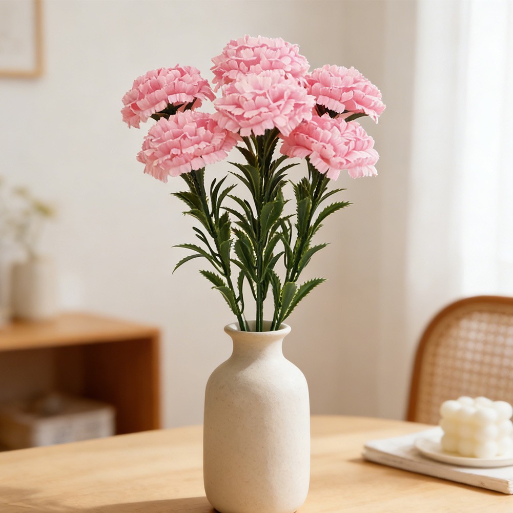 Carnation Plastic Artificial Flower Bouquet 7 Heads 42cm for Home Bedroom Decor