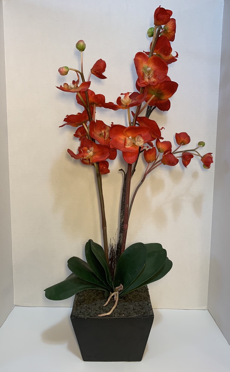 Artificial Red Orchid Planter