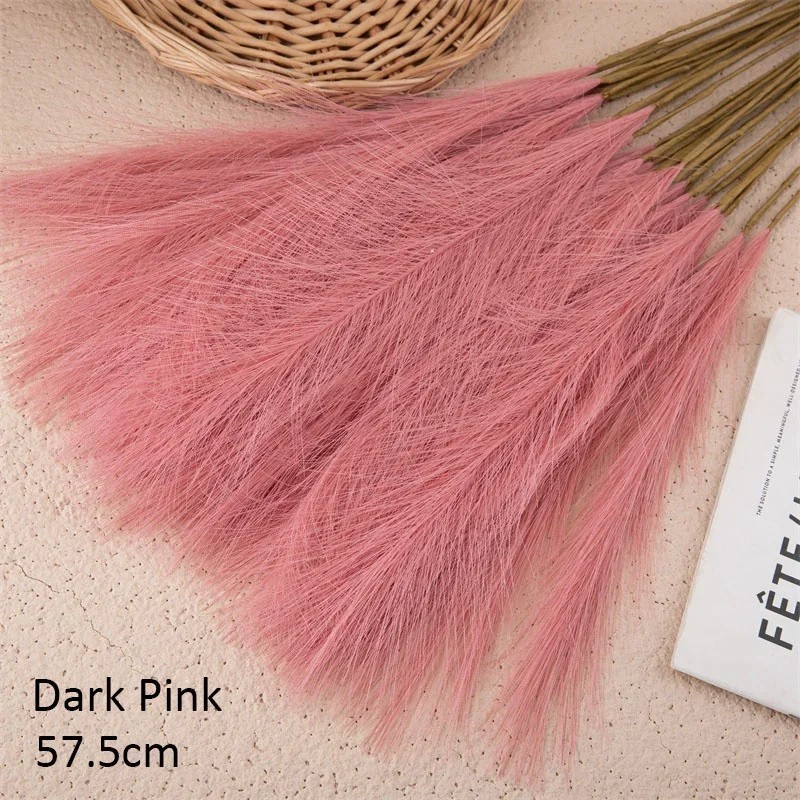 10Pcs Artificial Pampas Grass 56cm Silk Reed Bouquet Boho Decor