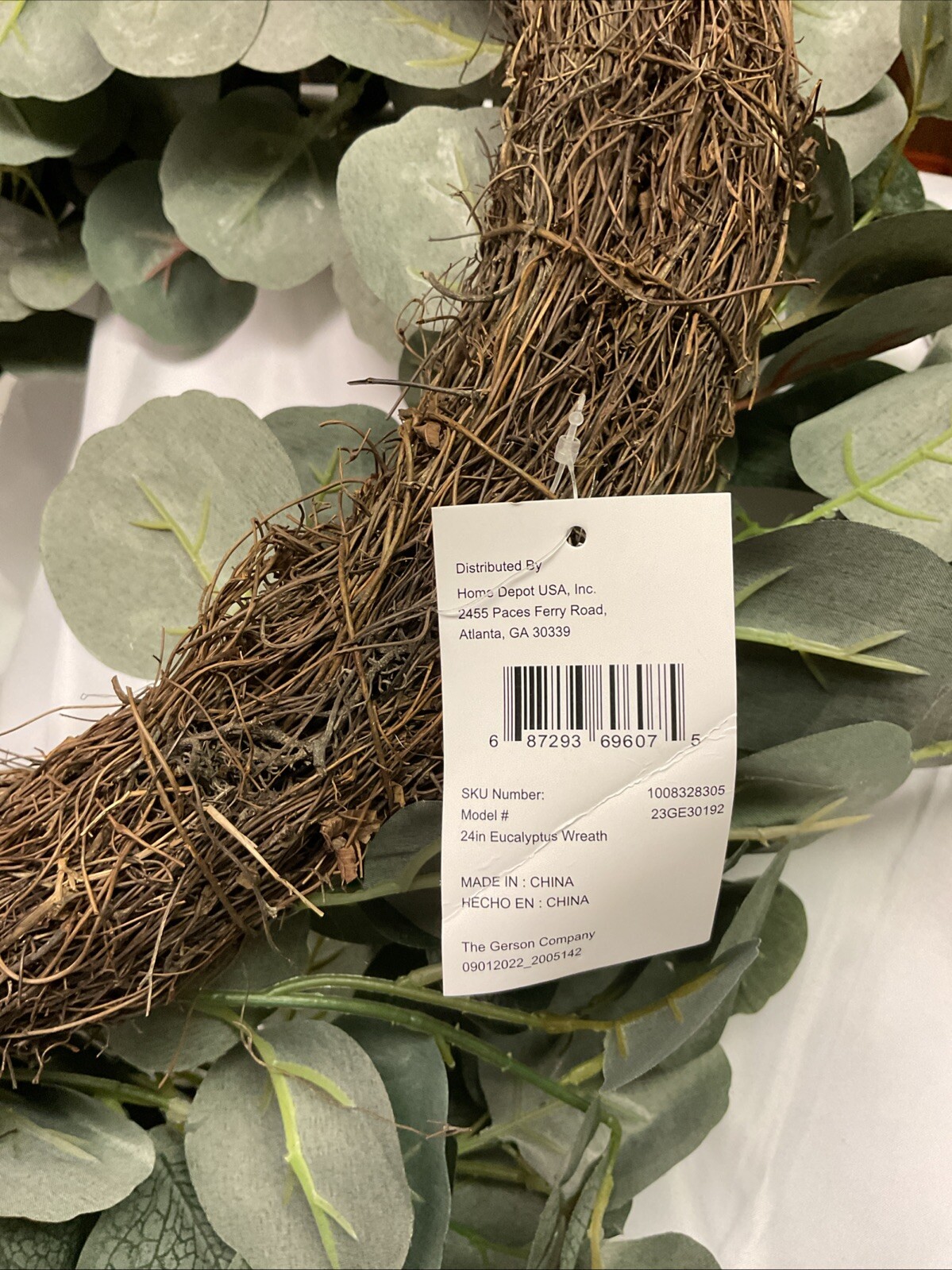 24 in. Artificial Light Green Eucalyptus Wreath