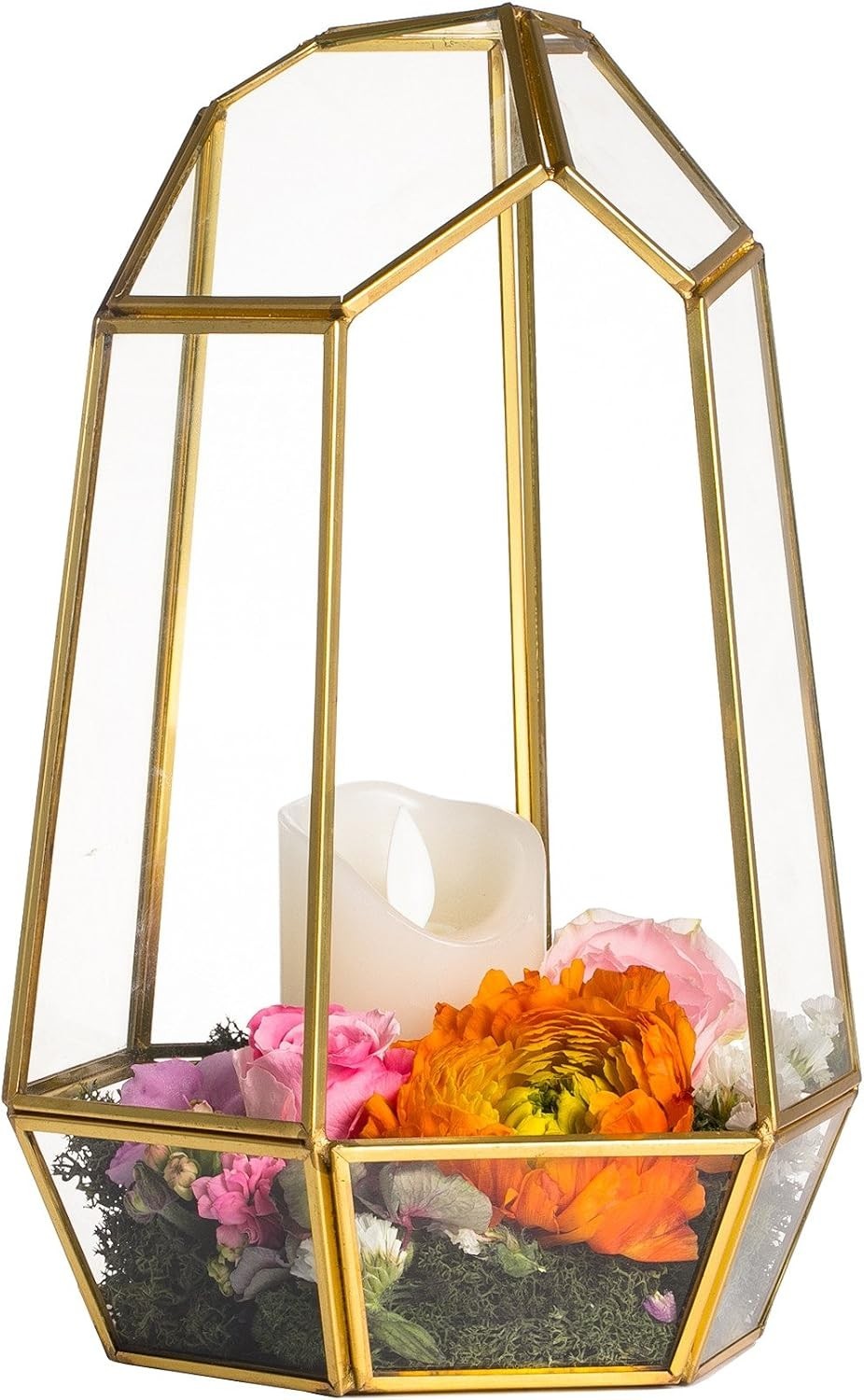 Artisan Gold Geometric Glass Terrarium – Irregular Succulent Planter 6.5×5.7 in