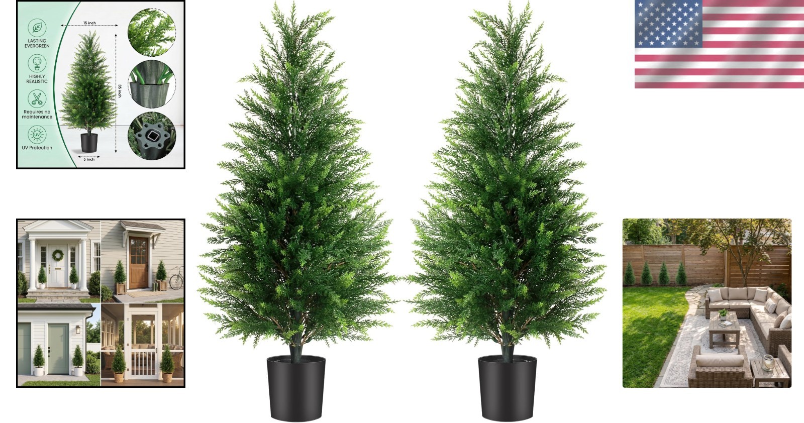 Low-Maintenance 3FT Artificial Cedar Trees, Perfect for Festive Decor, Set of 2