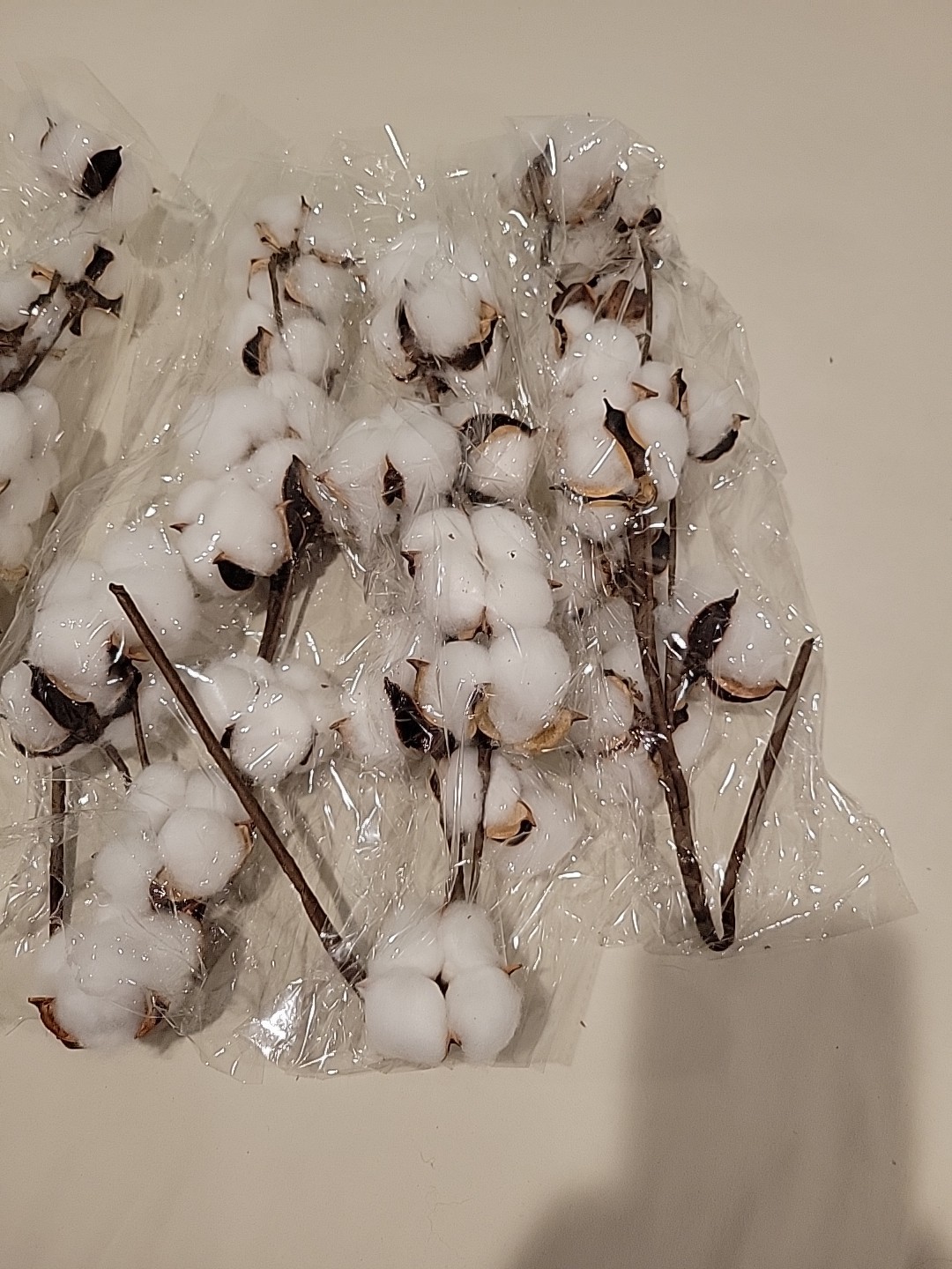20” Cotton Stem Spray Pick Branch Lot Of 5 Farmhouse Country Home Decor NEW