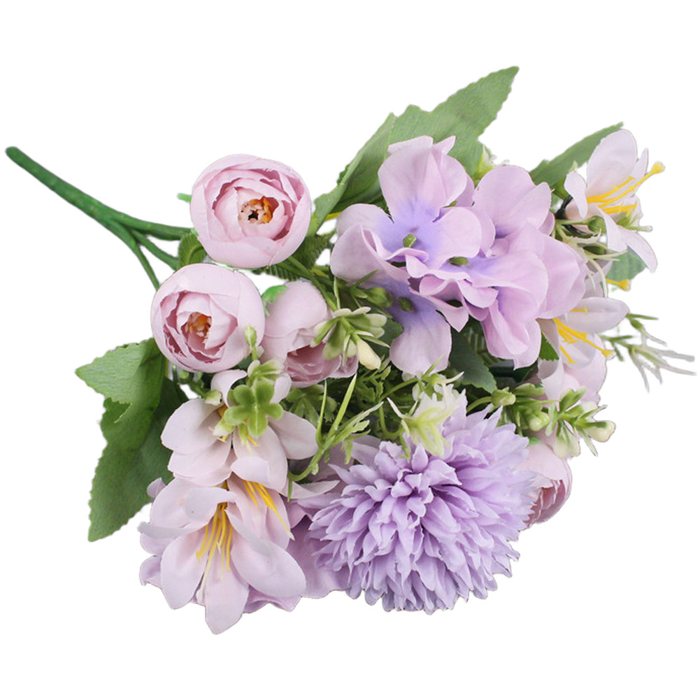Nordic Style Silk Hydrangea Bouquet 7 Head for Wedding Arch Shelf Mantel Decor