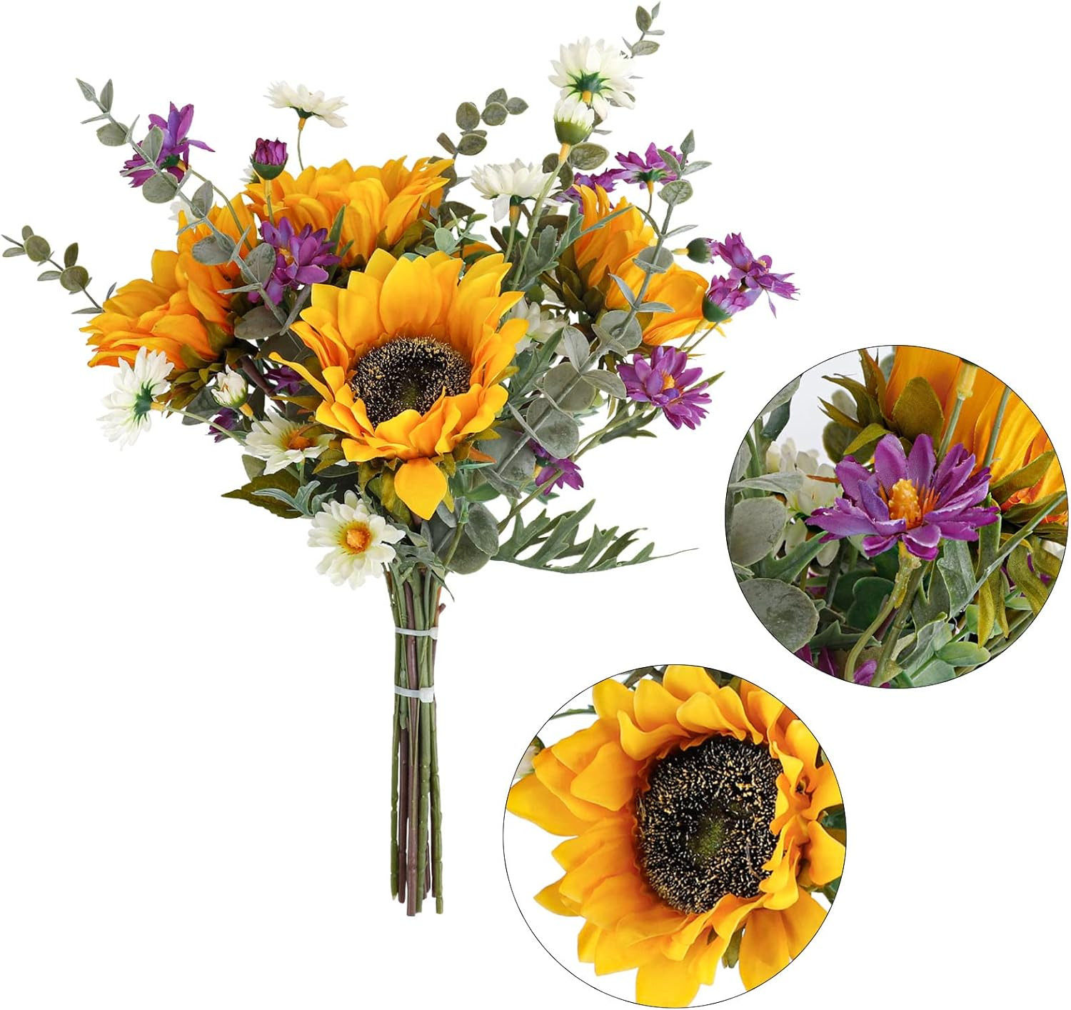 Artificial Sunflowers Fake Cemetery Flowers for Grave Bouquet with Sunflowers fo