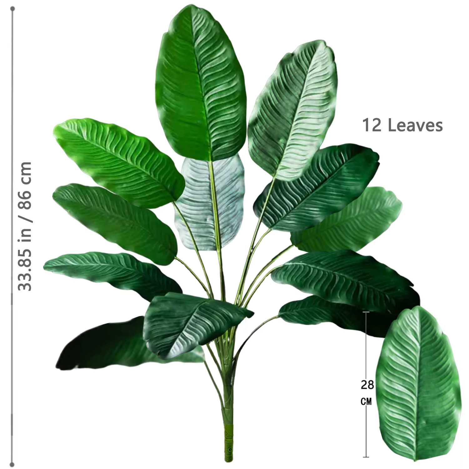 65-90-125Cm Large Tropical Palm Tree Fake Banana Plant Leaves Real Touch Strelit