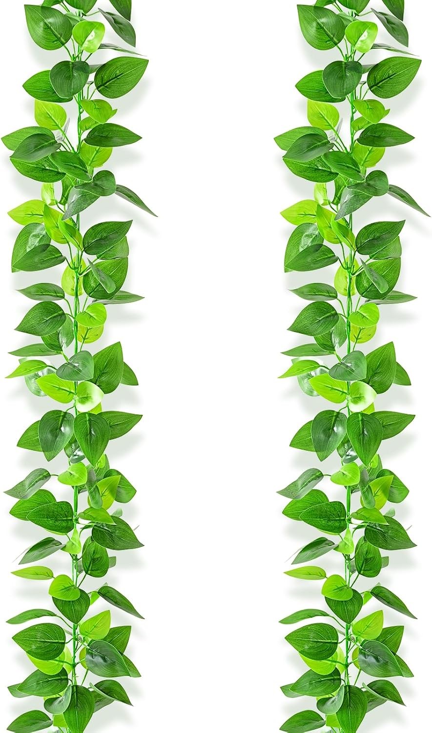 2Pcs Fake Vines with Faux Pothos Leaves, Artificial Ivy Garland Fake Plants