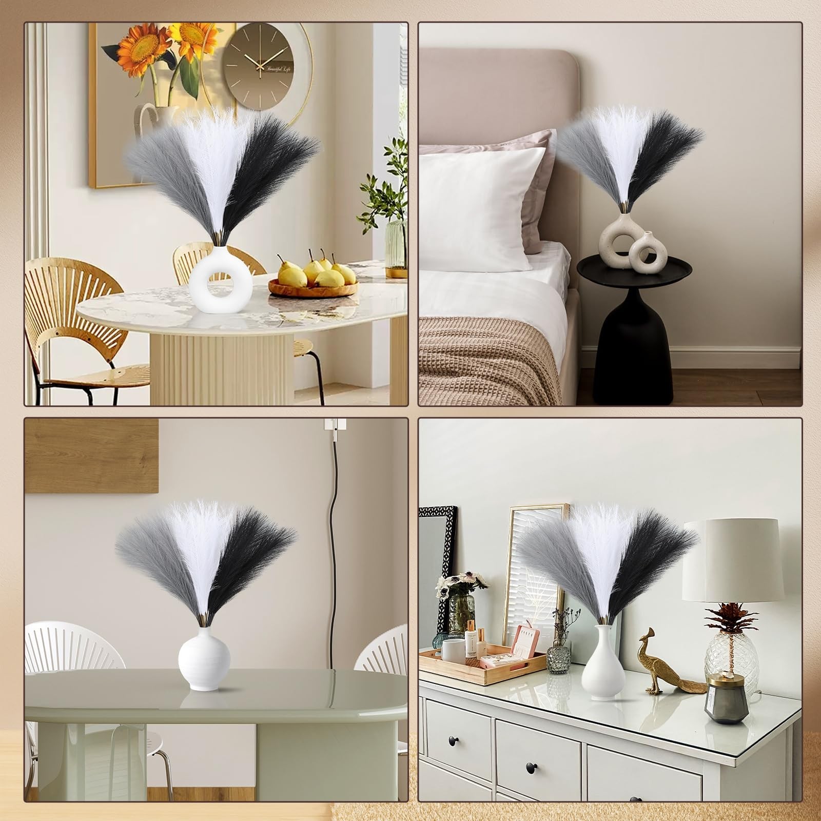 Faux Pampas Grass Decor 17.7 Inch 30pcs, Artificial Pampas Grass Fluffy Home …