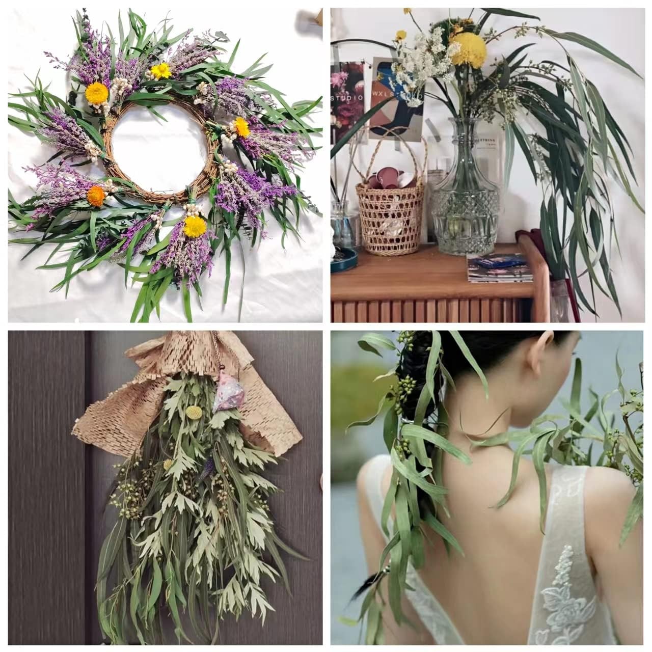 17” Real Dried Seeded Eucalyptus Stems for Shower, Preserved Natural Eucalyp…