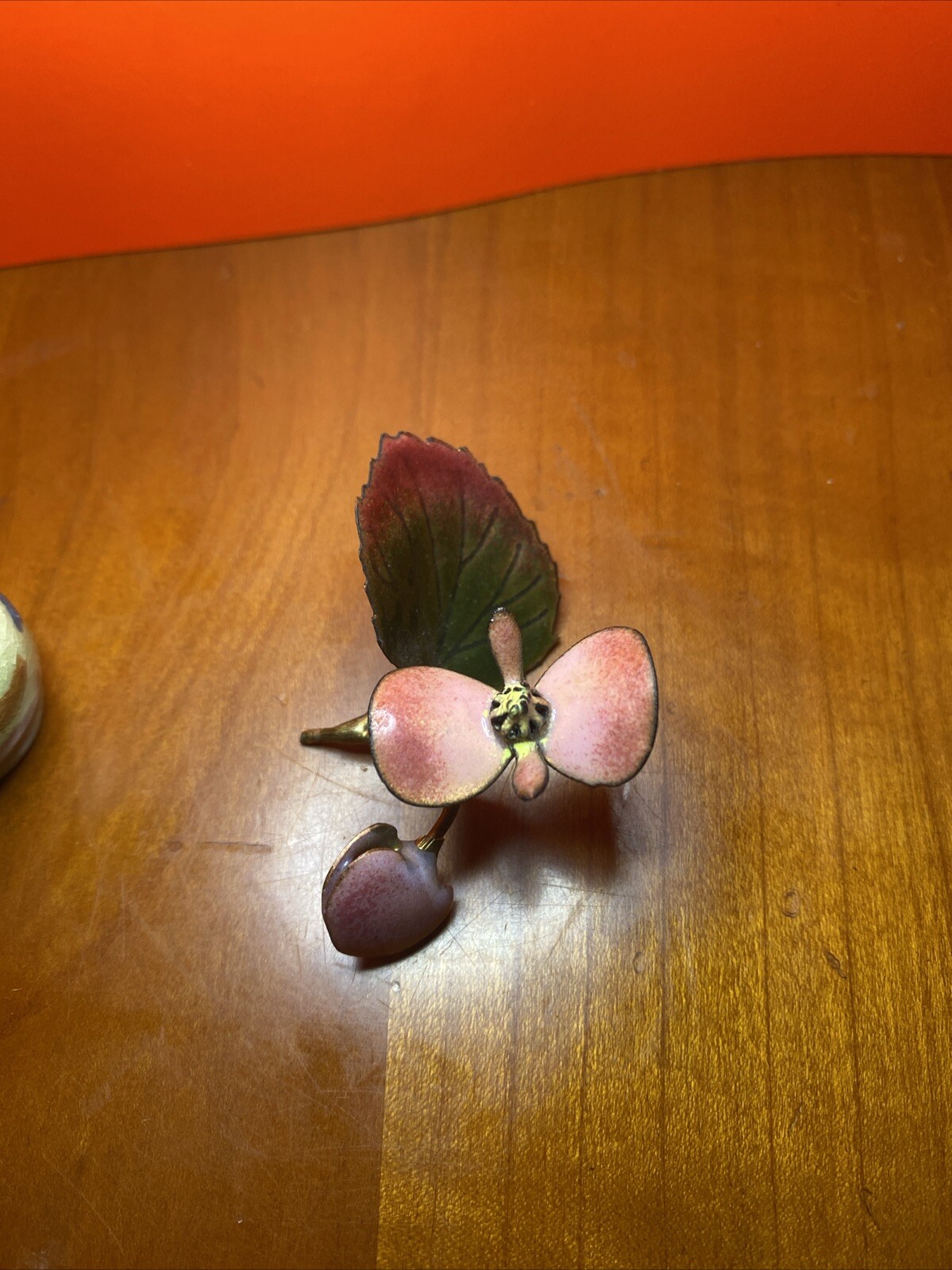 Mini Enamel & Metal Floral Arrangement in Glazed Planter